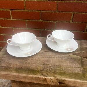 Rosenthal “Sunburst” Tea Cup & Saucer Set — Designed by Raymond Loewy | Set of 2